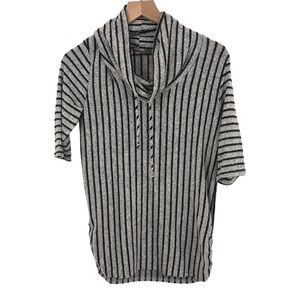 Coin 1804 Los Angeles Womens Grey Black Striped Cowl Neck Tunic Top S Chic Cozy